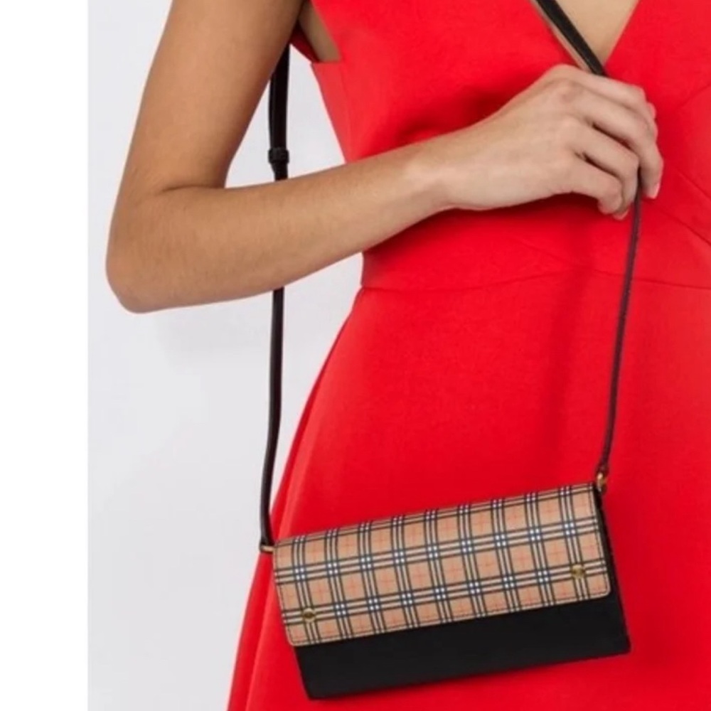 Burberry small Henley check wallet on chain / crossbody bag
